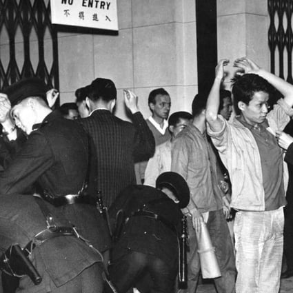 Police question demonstrators protesting against the Star Ferry fare increase in 1966. Photo: SCMP