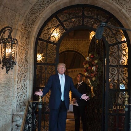 US President Donald Trump answers questions at Mar-a-Lago in Palm Beach, Florida. Next week the US president will have an informal summit with Chinese President Xi Jinping at the resort. Photo: AFP
