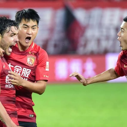 Ricardo Goulart celebrates netting Guangzhou Evergrande’s winner against Shanghai SIPG. Photos: Xinhua