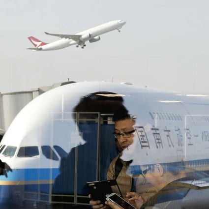 An Airbus A380 owned by China Southern Airlines parked on the tarmac at Beijing Capital International Airport. Photo: AP