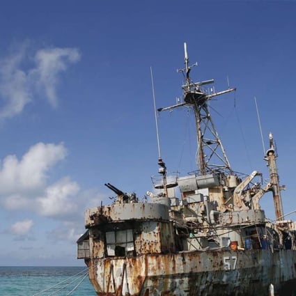The BRP Sierra Madre, a marooned transport ship which Philippine Marines live on as a military outpost, is pictured in the disputed Second Thomas Shoal, part of the Spratly Islands in the South China Sea. File Photo: Reuters