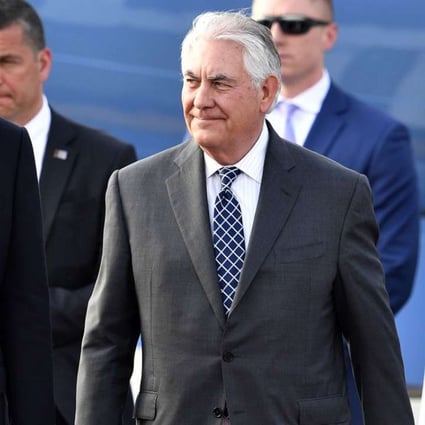 US Secretary of State Rex Tillerson walks upon his arrival at the Vnukovo II Government airport in Moscow. Photo: AFP