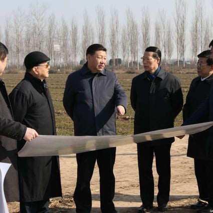 President Xi Jinping inspects the Xiongan New Area scheme in Anxin county in Hebei province on February 23. Photo: Xinhua