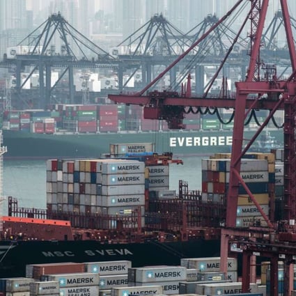 In 2016, Hong Kong was ranked as the fifth largest container port in the world, handling more than 19.8 million teu (20-foot equivalent units) of containerised goods. Photo: Bloomberg