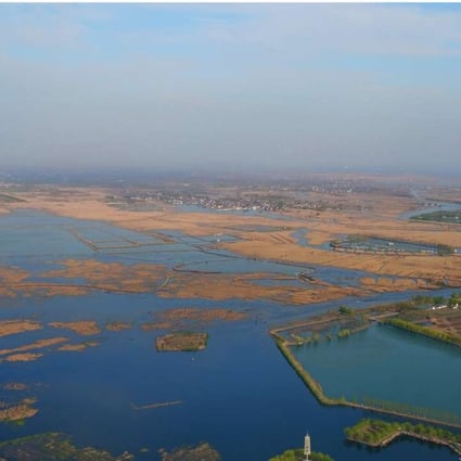 An aerial view of Baiyang Lake, in Anxin county, Hebei province. Photo: Xinhua