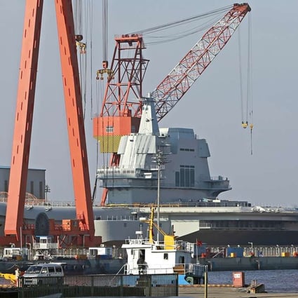 China's first-domestically built aircraft carrier under construction in Dalian. Photo: Handout