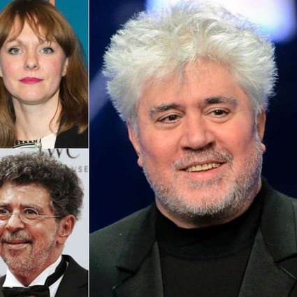 Spanish director and Cannes Film Festival jury president Pedro Almodovar (centre) and jury members (clockwise from top left) Park Chan-Wook, German director Maren Ade, Will Smith, US actress Jessica Chastain, Lebanese-French composer Gabriel Yared and Fan Bingbing. Photo: AFP