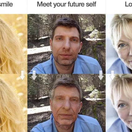 Three of FaceApp’s more interesting options allow users to add or remove years and add a smirk to unsmiling photos. Photo: FaceApp