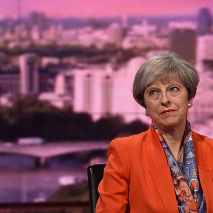 Britain's Prime Minister Theresa May attends the BBC's Andrew Marr Show in London, on Sunday. Photo: Reuters