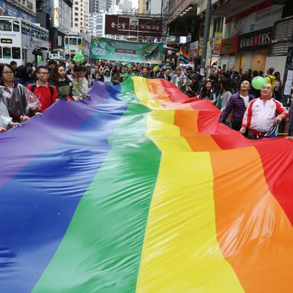Protesters marching on Hong Kong Island last November during the annual Hong Kong Pride Parade. Photo: Dickson Lee