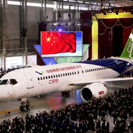 The C919 made its official debut on November 2, 2015 during a roll-out ceremony in Shanghai. Photo: AP