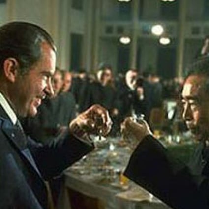 US president Richard Nixon toasts with Chinese Prime Minister Zhou Enlai in Beijing in 1972. Handout photo