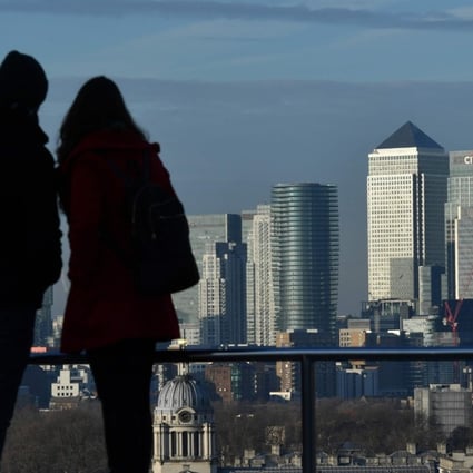 Overlooking London’s Canary Wharf. Photo: AFP
