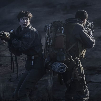 Katherine Waterston (left) in Alien: Covenant (category: IIB). The film, directed by Ridley Scott, also stars Michael Fassbender and Billy Crudup.