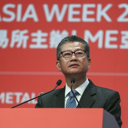 Hong Kong Financial Secretary Paul Chan Mo-po speaking on Wednesday at the LME Asia Week forum in Hong Kong. Photo: Jonathan Wong