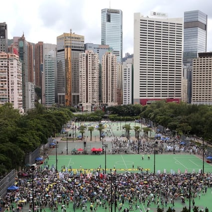 The July 1 marches usually start from the football pitches at Victoria Park. Photo: Dickson Lee
