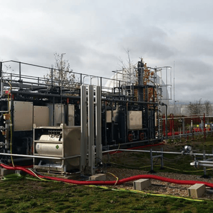 The industrial demonstration plant BioGNVal, converting part of Paris' waste water into biofuel. Photo: Cyro Pur