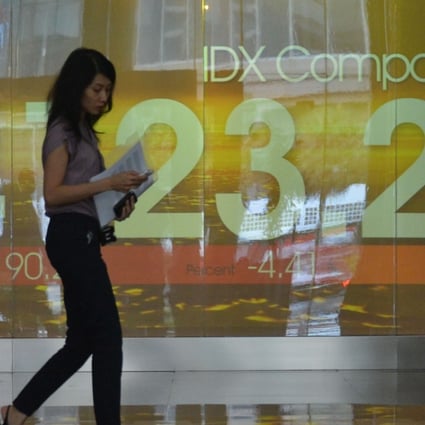 An Indonesian stock exchange display board in Jakarta. Photo: AFP