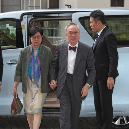 Donald Tsang and his wife Selina arrive at the High Court in Admiralty on Friday. Photo: SCMP Pictures