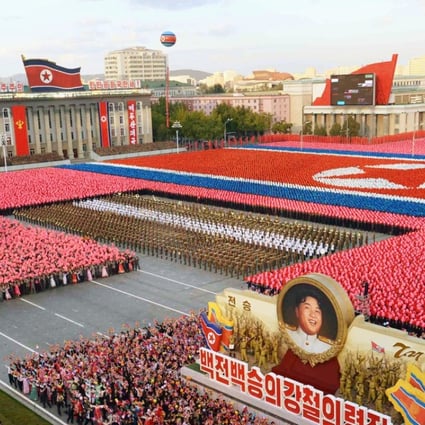 North Korean citizens march following a 2015 military parade in Kim Il Sung Square, Pyongyang. Photo: Kyodo