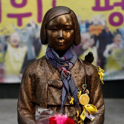 A “comfort woman” statue in front of Japanese embassy is pictured in Seoul. Photo: Reuters