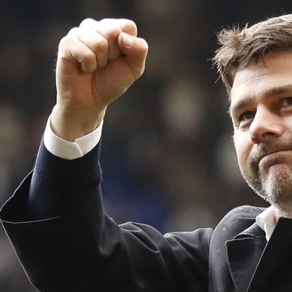 Tottenham manager Mauricio Pochettino waves to fans as he walks around the pitch during a final ceremony on the pitch after the last match played at the ground, a 2-1 win over Manchester United. Photo: AP