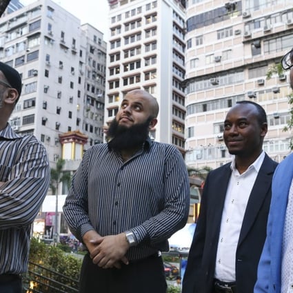 (Left to right) Jamal Ashraff; Muslim Council founder and chairman Adeel Malik; Diallo Ali; and Syed Ridwan Elahi urged officials to act cautiously when warning against terrorism attacks in the city. Photo: Dickson Lee