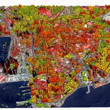 A three-dimensional data map of Kowloon produced by Chinese University, which has developed a new data fusion and image processing method. Photo: Handout