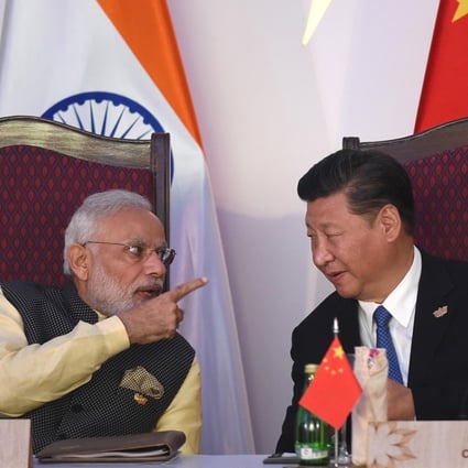 Indian Prime Minister Narendra Modi and President Xi Jinping at the BRICS leaders’ meeting with the bloc’s business council, in the Indian state of Goa, last October. Photo: AFP
