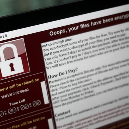 A lock screen from the WannaCry cyberattack. Photo: Bloomberg