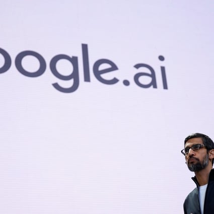 Google CEO Sundar Pichai speaks on stage during the annual Google I/O developers conference in San Jose, California, where the tech giant said it would be incorporating more of its services and apps with artificial intelligence. Photo: Reuters