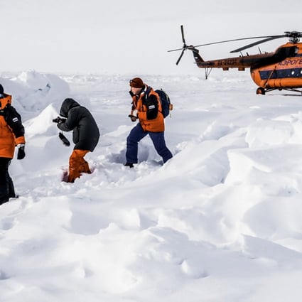 Tourists reach the North Pole in a Russian MI8 helicopter. Photo: Pavel Toropov