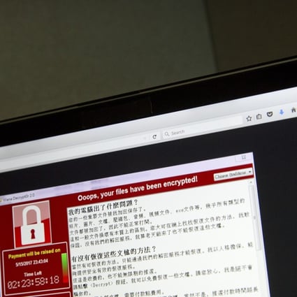 A warning screen from a purported ransomware attack photographed by a computer user in Taiwan on May 14. Photo: AP