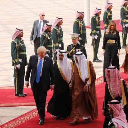 Saudi Arabia’s King Salman bin Abdul Aziz al-Saud welcomes US President Donald Trump – and first lady Melania several paces behind – to Riyadh. Photo: Reuters