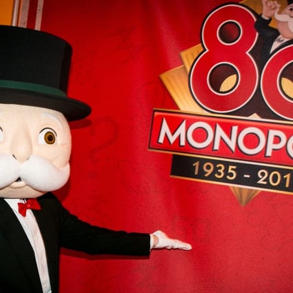 Mr Monopoly in the Hasbro stall at the North American International Toy Fair in New York in 2015,to celebrate the Monopoly brand’s 80th anniversary. Photo: AP
