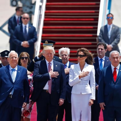 US President Donald Trump landed in Israel on a groundbreaking direct flight Monday from Saudi Arabia, with Israelis and Palestinians eagerly waiting to see how the US president could breathe life into a moribund peace process. Photo: AFP