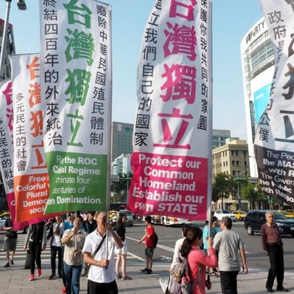 A rally demanding independence for Taiwan in Taipei on May 7. Beijing’s relations are frosty with the independence-leaning ruling party across the strait. Photo: EPA