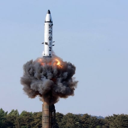 A North Korean ground-to-ground medium-to-long range strategic ballistic missile Pukguksong-2 being launched in a test-fire in a file photo. (Photo: AFP)