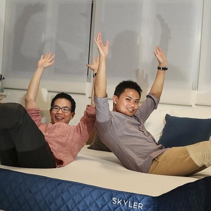 Jason Da Rosa (left) and Alex Ma are over the moon about their mattress business. Photo: Nora Tam