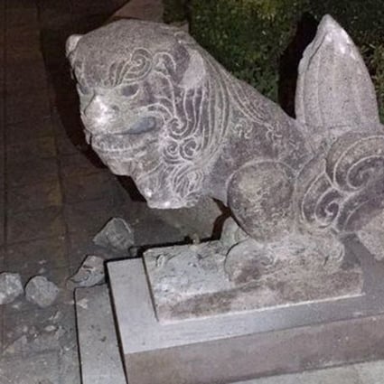One of the statues damaged in the attack. Photo: Handout