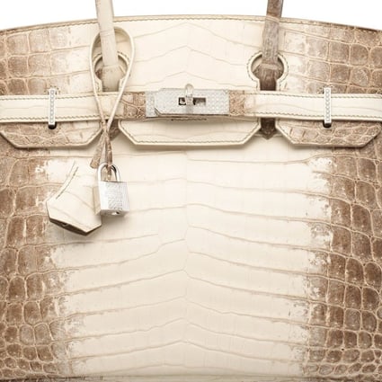 The most expensive handbag in the world, a Hermès matte white Himalaya niloticus crocodile diamond Birkin 30 with 18-carat white gold and diamond hardware, sold at a Christie's Hong Kong auction for HK$2.94 million. Photo: Christie's Images