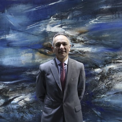 Guillaume Cerutti, CEO of Christie's, stands in front of Zao Wou-ki’s 29.09.64 (1964), which the auction house sold for HK$152.9 million at a May 27 sale. Picture: Jonathan Wong