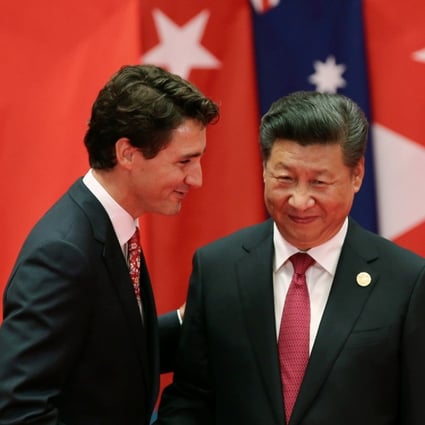 Chinese President Xi Jinping shakes hands with Canadian Prime Minister Justin Trudeau during the G20 Summit in Hangzhou, Zhejiang province in 2016. Photo: Reuters