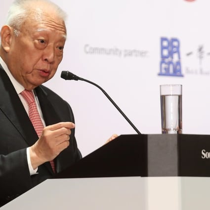Tung Chee-hwa, Vice Chairman of the 12th National Committee of the Chinese People’s Political Consultative Conference, People’s Republic of China, gives a speech at the SCMP’s Celebrating Hong Kong’s Coming of Age conference in Admiralty. Photo: K. Y. Cheng