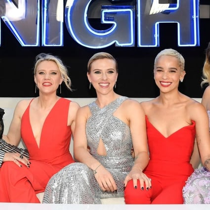 From left: Ilana Glazer, Kate McKinnon, Scarlett Johansson, Zoe Kravitz and Jillian Bell attend the Rough Night premiere in New York City. Photo: AFP