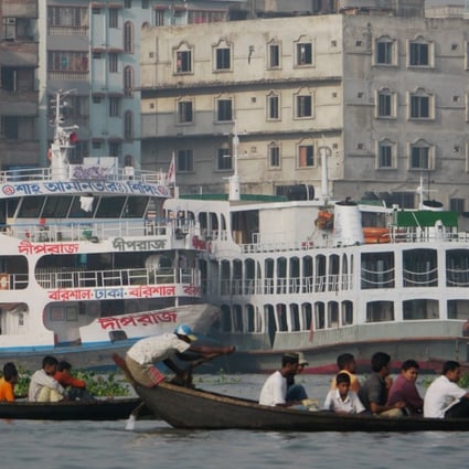 Ferries large and small on the Buriganga River, in Old Dhaka. Picture: Alamy