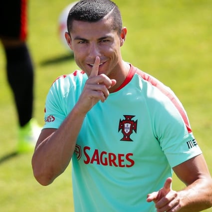 Cristiano Ronaldo gestures during a Portugal training session ahead of the Confederations Cup. Photo: EPA