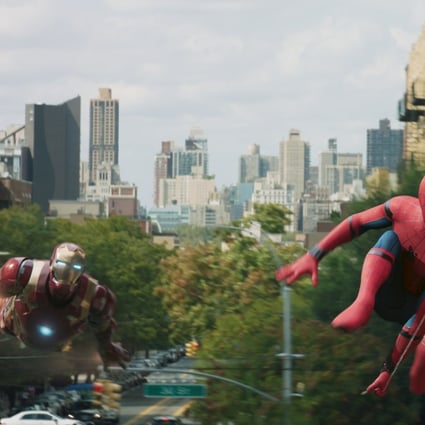 Iron Man and Spider-Man in a still from Spider-Man: Homecoming.