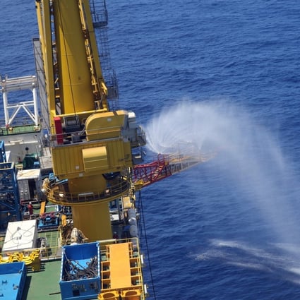 A drilling platform for combustible ice is seen in the Shenhu area of the South China Sea, off the coast of southern China’s Guangdong province. Photo: Reuters.