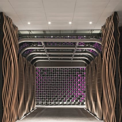 Taikoo Place’s ArtisTree reopened in early June at a new location at Cambridge House with a scaled-down space of 7,000 sq ft and based on exploring the idea to capture motion. It is linked to Cambridge House’s concourse with rippling gate made of aluminium wrapped in timber. Photo: SCMP handout